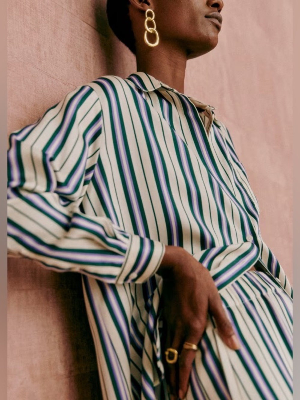 Sezane Max Green & Lilac Stripes - Picture 2 of 7
